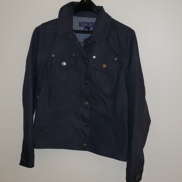 Baccini Snakeskin Print Denim Jacket Deep Blue - Picture 1 of 11